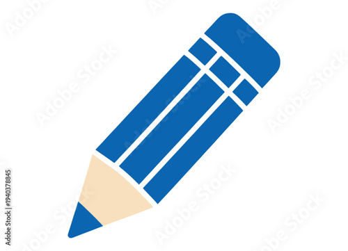 Blue Filled Pencil with Eraser 3D Icon for App UI