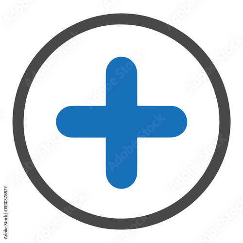 Blue Filled Plus Sign in Circle UI Icon for App UI