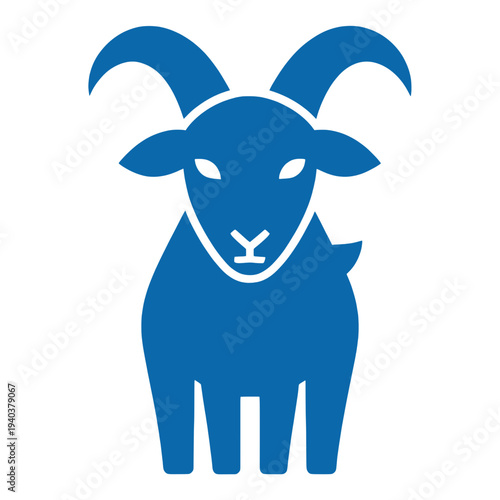 Blue Goat Head Flat UI Icon for App UI with Hollow Outline