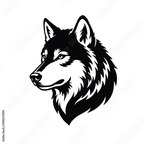 Wolf Portrait Illustration on Isolated Background