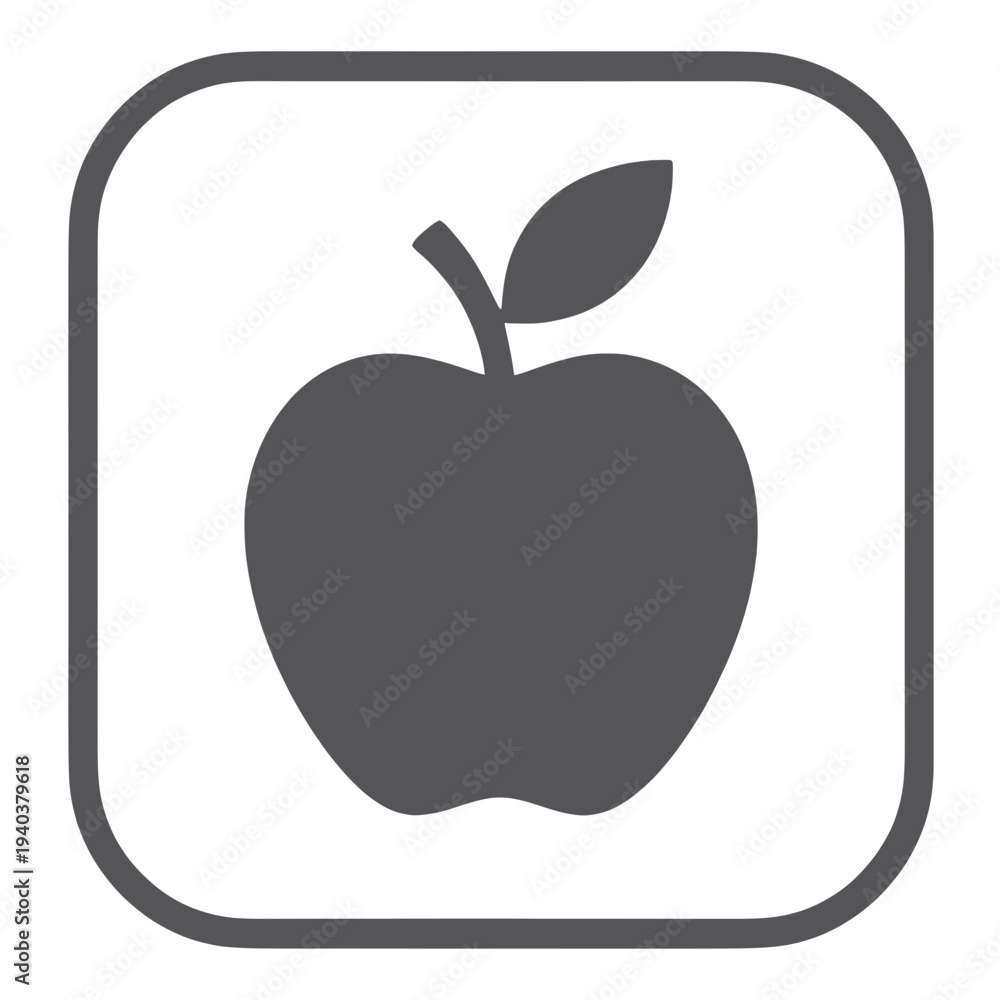 Fototapeta premium Filled Apple With Leaf UI Icon for App UI