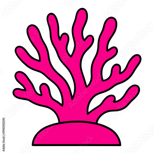 Filled Pink Coral Reef Icon for Web Interface with Rounded Base