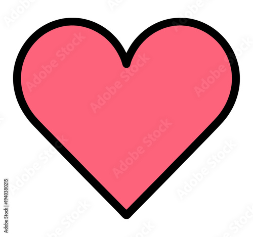 Free Download Filled Pink Heart Icon for App UI with Thick Outline - GFXLoad