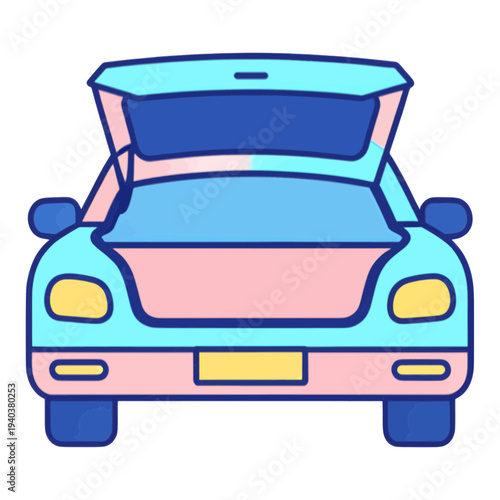 Front View Car With Open Trunk 3D Icon for App UI