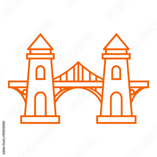 Orange Outline Suspension Bridge UI Icon for Web Interface