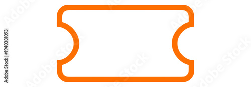 Orange Outline Ticket with Notched Corners UI Icon for App UI