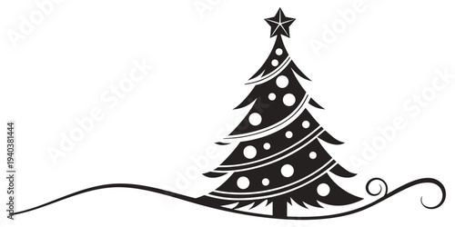 Decorated christmas tree silhouette