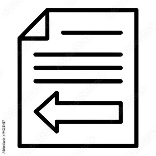 Outline Document with Left Arrow Down UI Icon for App UI