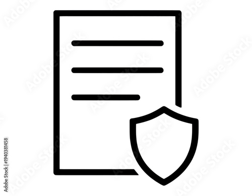 Outline Document With Shield Icon for Web Interface