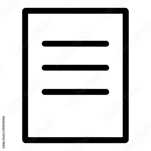 Outline Document with Three Horizontal Lines UI Icon for App UI