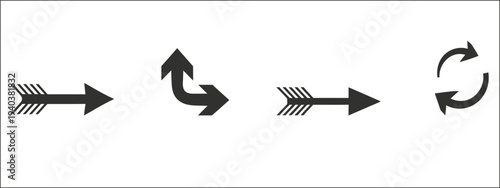 Collection of four distinct arrow icons in black