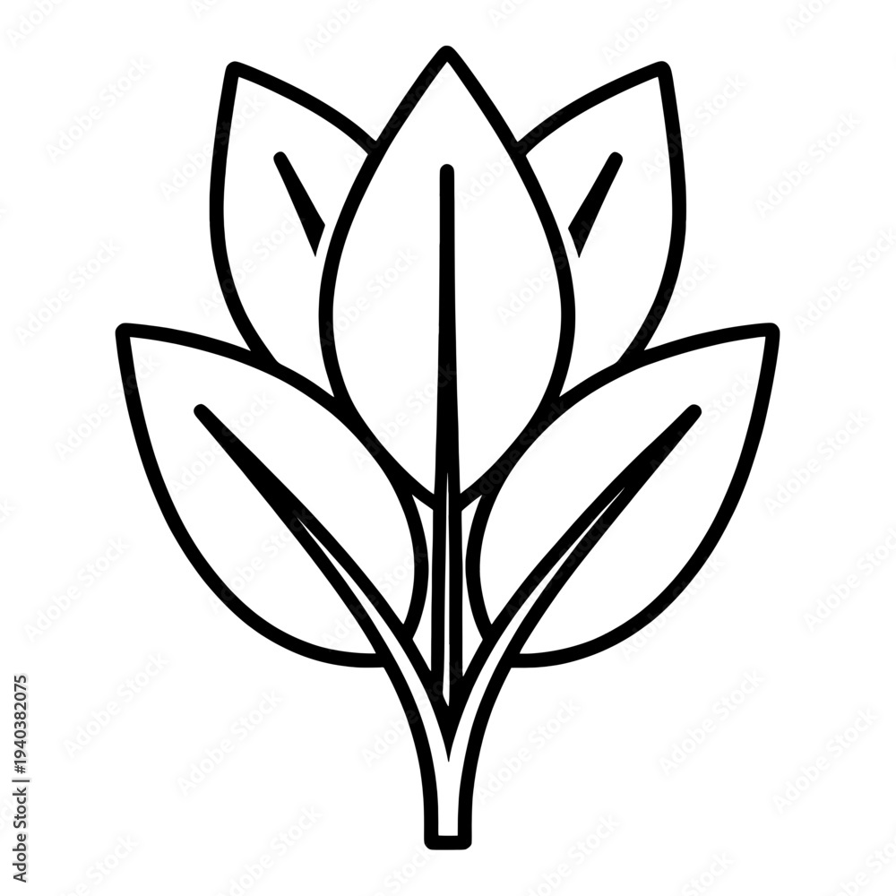 Obraz premium Outline Leaf Cluster Botanical Symbol UI Icon for Web Interface