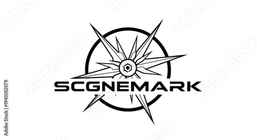 Abstract Compass Rose Star Emblem Logo Design on Isolated White Background