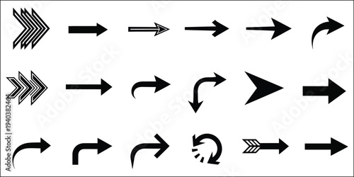 Collection of various arrow icons in different styles and directions