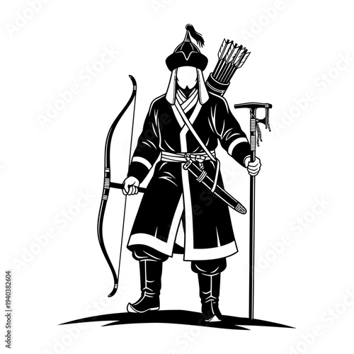 Cartoon illustration of a king of the world wearing a suit like a powerful medieval warrior knight holding a sword