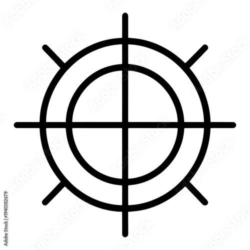 Outline Ship Wheel Steering Icon for App UI with Crosshair Design