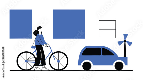 Female cyclist abstract concept vector illustrations