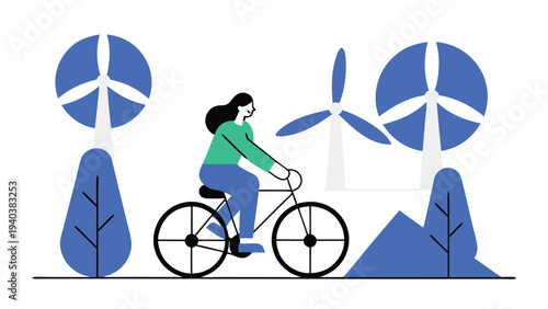 Female cyclist abstract concept vector illustrations