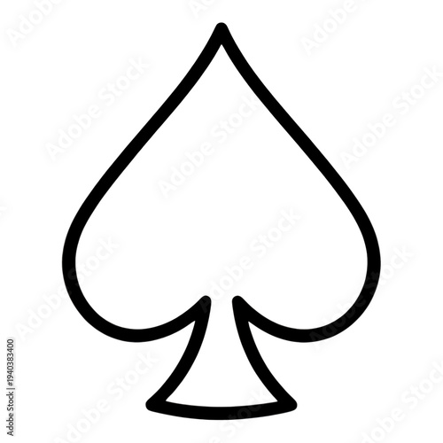 Outline Spade Card Suit Icon for App UI with Hollow Center