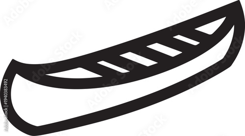 Black outline of a canoe vector silhouette illustration for logo or icon
