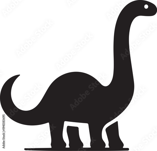 Silhouette of a cute dinosaur vector illustration

