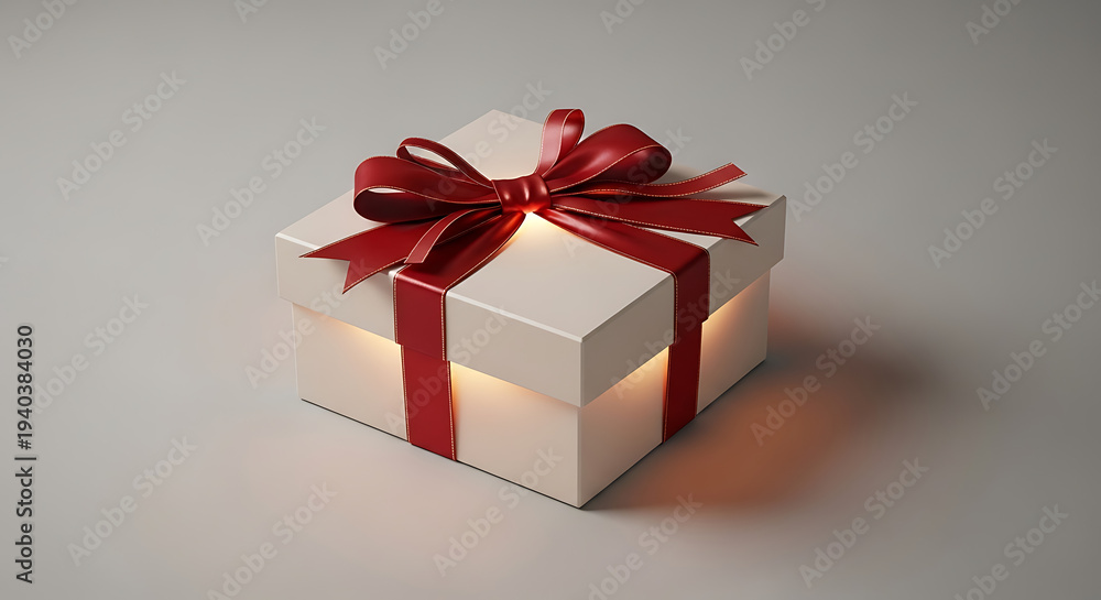 Fototapeta premium Gift Box with Red Ribbon Romantic