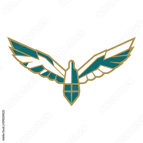 Teal Eagle With Spread Wings 3D Icon for App UI