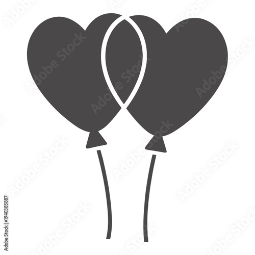 Two Heart-Shaped Balloons Outline UI Icon for App UI