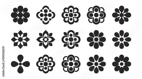 Collection of Abstract Floral Patterns and Decorative Graphic Elements