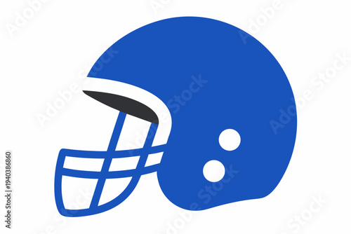 American Football Helmet Blue Sports Icon Vector Illustration