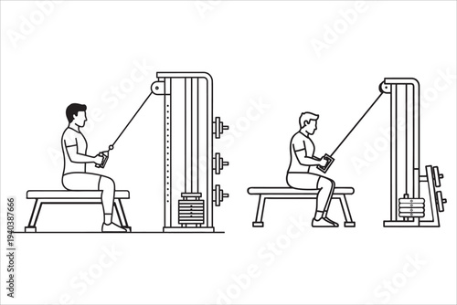 Seated cable row exercise for back and arm development