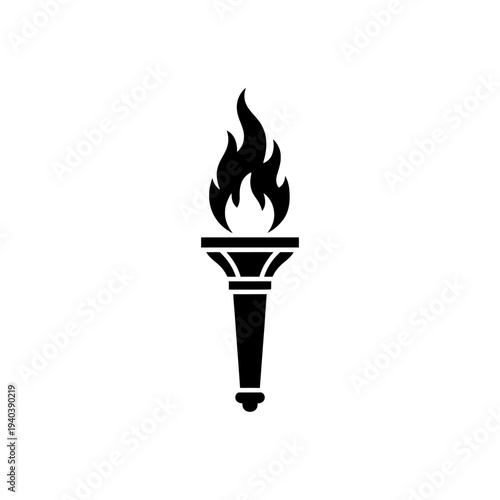 Olympic Style Torch Flame Symbol Sports Competition Silhouette