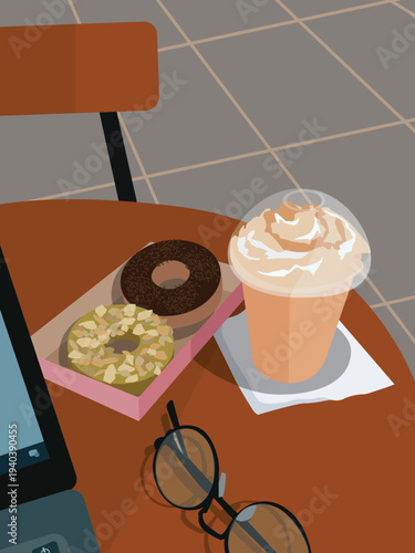 cup of coffee and donuts