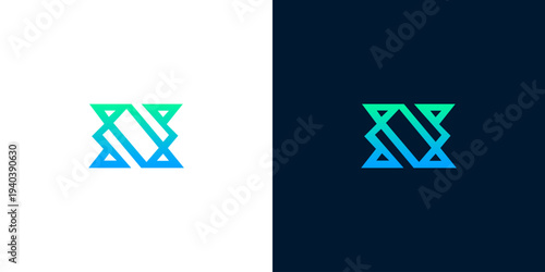 Dynamic abstract geometric letter N logo with a vibrant blue and green gradient. This modern symbol represents innovation, connectivity, and digital progress, ideal for contemporary branding