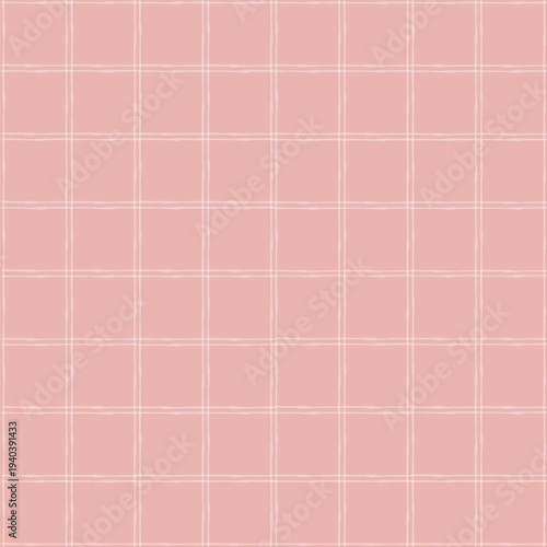 Minimal hand drawn grid seamless pattern on warm blush background