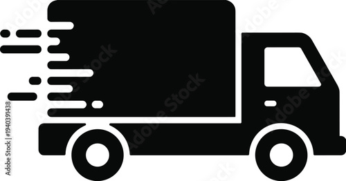 Fast Delivery Truck Icon with Motion Lines Representing Shipping Service, Logistics Transport, Express Delivery, Cargo Transportation and E Commerce Distribution Concept