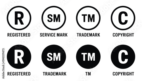 Copyright Registered Trademark Service Mark Symbol Intellectual Property Icon Vector