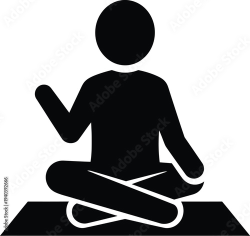 Meditation yoga icon person sitting in lotus pose silhouette