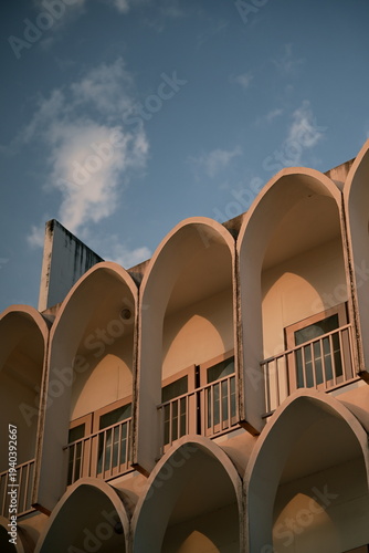 facade of a modern building with blue sky