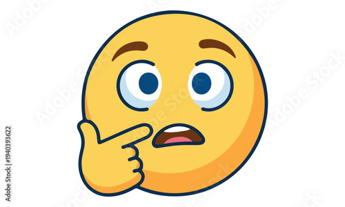 Thinking and Confused Yellow Emoji Face Icon Illustration