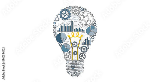 A luminous bulb emoji clipart with a golden glow floating on a soft sky-blue background