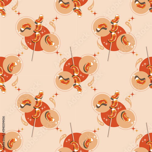 orange tanghulu seamless pattern