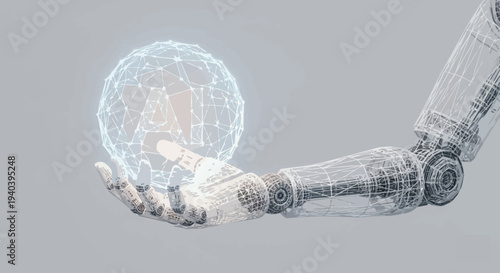 Abstract blue light energy splashes around a human hand isolated like an x-ray glass object in water