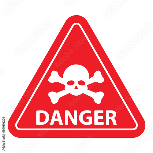 Red danger skull crossbones warning Victor Illustrations Art