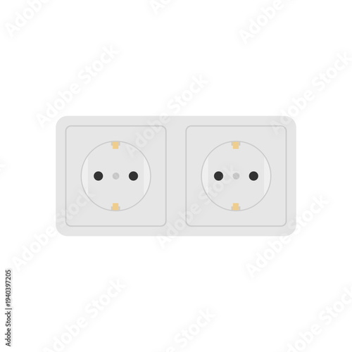 power sockets flat design illustration isolated on white background. electric socket for modern homes and commercial buildings. Electrical Outlet Symbols and Icons