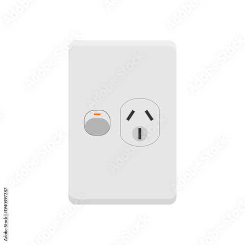 power sockets flat design illustration isolated on white background. electric socket for modern homes and commercial buildings. Electrical Outlet Symbols and Icons