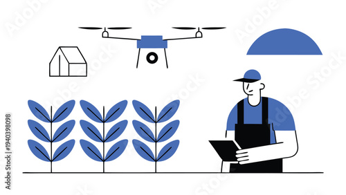 Smart Agricultural drones abstract concept vector illustrations
