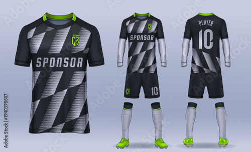 t-shirt sport design template, Soccer jersey mockup for football club. uniform front and back view.	