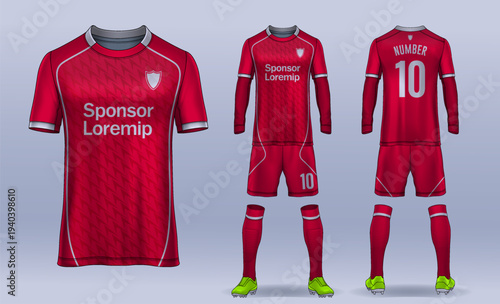 t-shirt sport design template, Soccer jersey mockup for football club. uniform front and back view.	