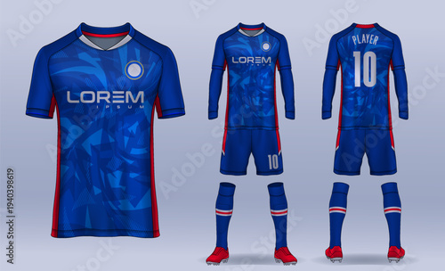 t-shirt sport design template, Soccer jersey mockup for football club. uniform front and back view.	